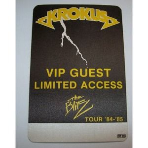 Krokus VIP Backstage Pass The Blitz Tour Original 1985 Gift For Hard Rock Fans